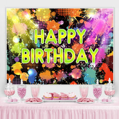 Lofaris Colorful Lights And Graffiti Happy Birthday Backdrop