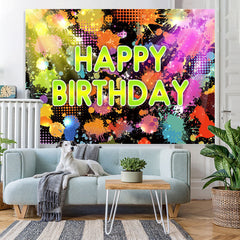 Lofaris Colorful Lights And Graffiti Happy Birthday Backdrop