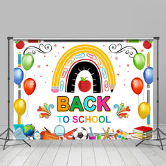 Lofaris Colorful Little Patterns White Back To School Backdrop