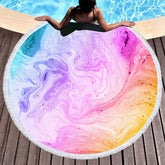 Lofaris Colorful Marble Abstract Painting Round Beach Towel
