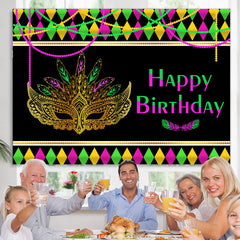 Lofaris Colorful Mask Masquerade Theme Happy Birthday Backdrop
