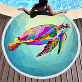 Lofaris Colorful Original Maui Sea Turtle Round Beach Towel