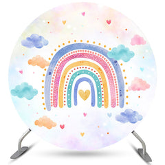 Lofaris Colorful Rainbow Cloud Birthday Round Backdrop For Girl
