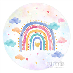 Lofaris Colorful Rainbow Cloud Birthday Round Backdrop For Girl