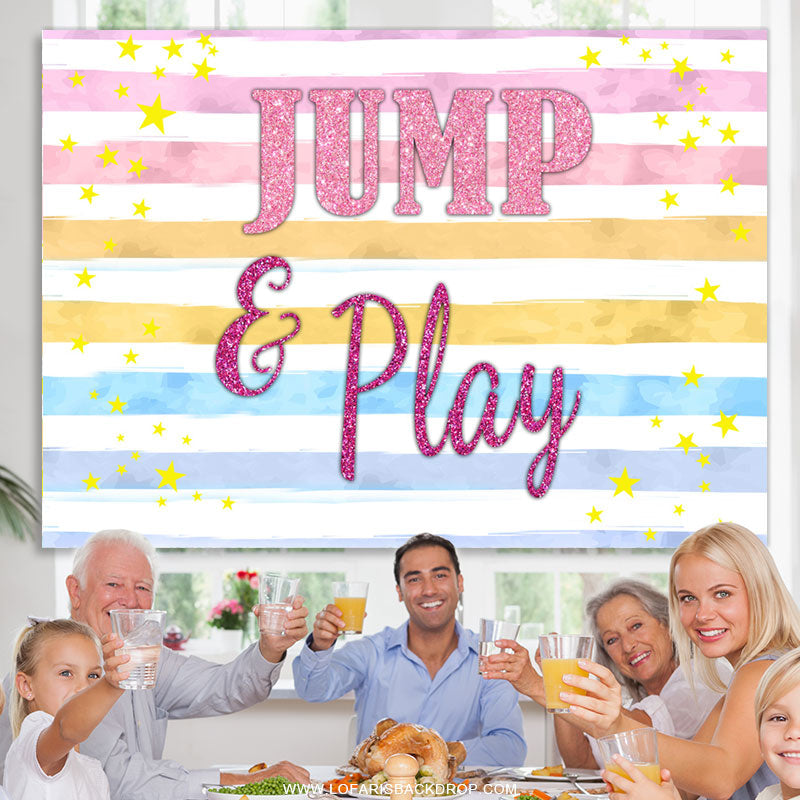 Lofaris Colorful Stripe Star Jump And Play Night Party Backdrop
