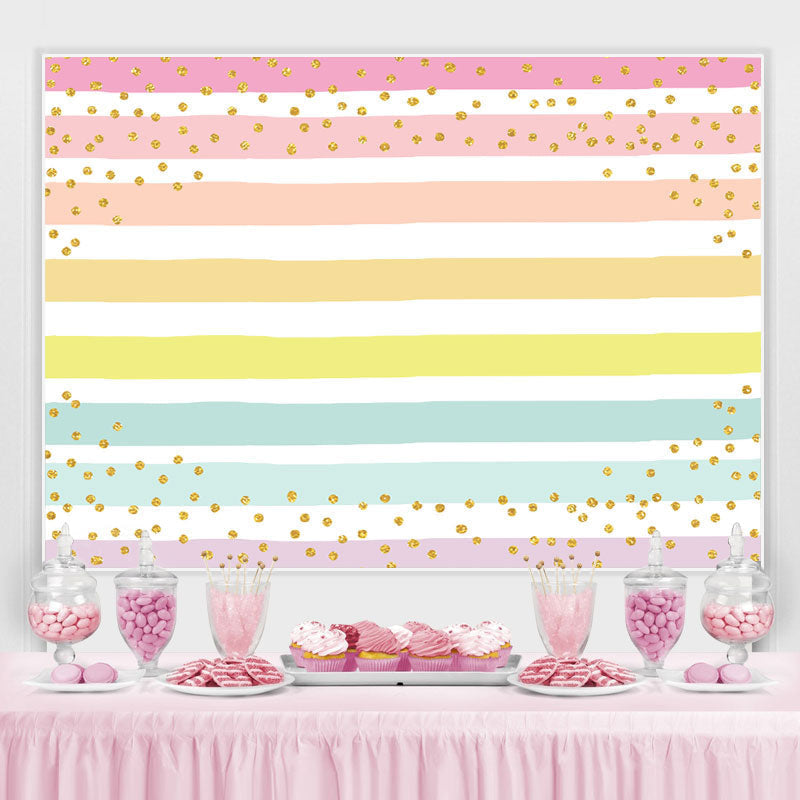 Lofaris Colorful Stripes And Glitter Dots Birthday Backdrop