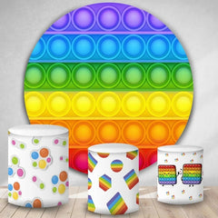 Lofaris Colorful Stripes Pop It Round Birthday Party Backdrop Kit