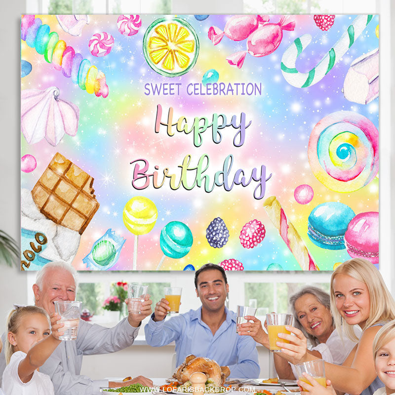 Lofaris Colorful Sweet Celebration Candy Birthday Backdrop