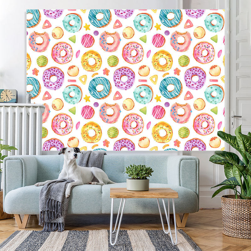 Lofaris Colorful Sweet Donuts Themed Happy Birthday Backdrop