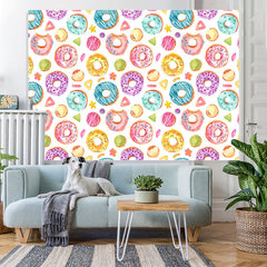 Lofaris Colorful Sweet Donuts Themed Happy Birthday Backdrop