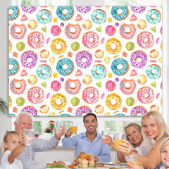 Lofaris Colorful Sweet Donuts Themed Happy Birthday Backdrop