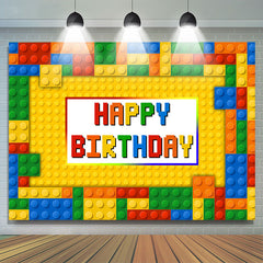 Lofaris Colorful Toy Block Happy Birthday Backdrop For Party
