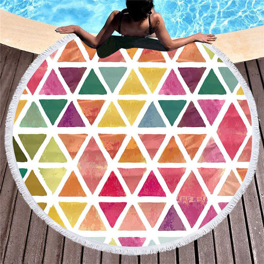 Lofaris Colorful Tropical Pattern Round Fringe Beach Towel