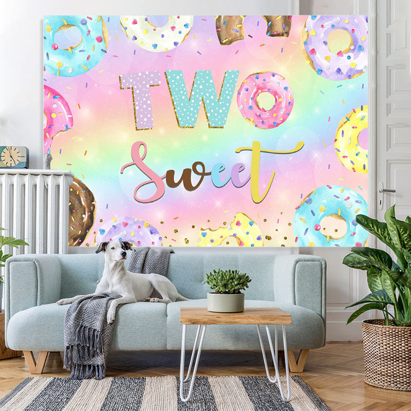 Lofaris Colour Donut Two Sweet Birthday Theme Backdrop For Girl