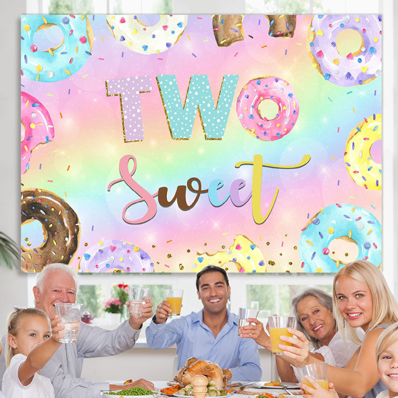 Lofaris Colour Donut Two Sweet Birthday Theme Backdrop For Girl