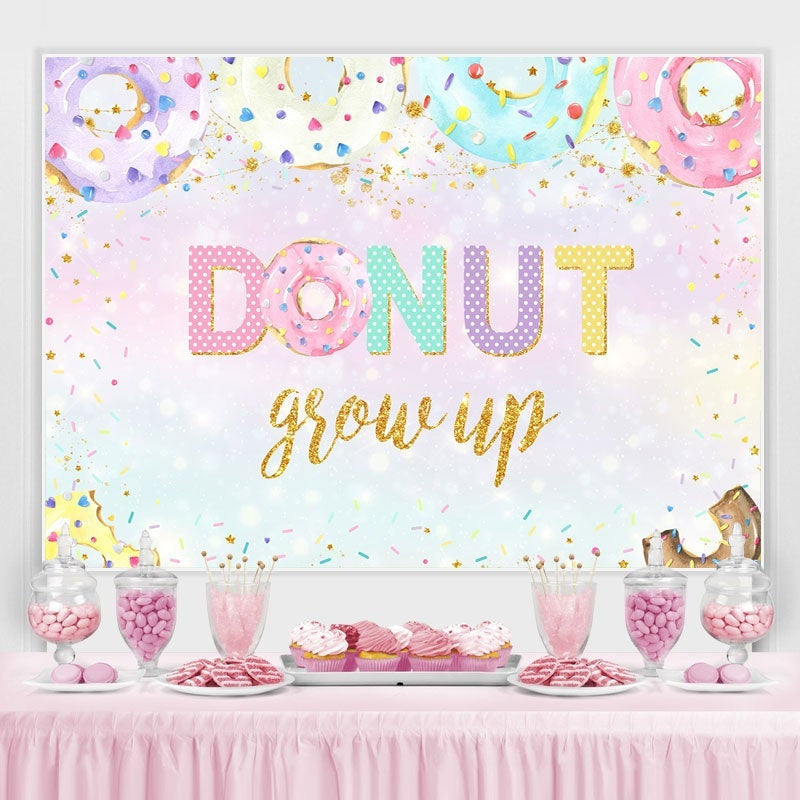 Lofaris Colourful Donuts and Confetti Grow up Party Backdrop