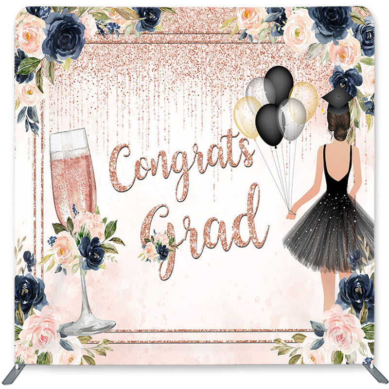 Lofaris Congrats Grad Flower Double-Sided Backdrop for Graduate