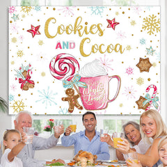 Lofaris Cookie and Cocoa Snowflake Cnady Christmas Backdrop for Party
