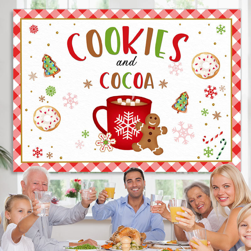 Lofaris Cookies and Cocoa Gingerbread Snowflake Backdrop for Party