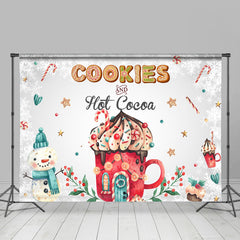 Lofaris Cookies And Red Hot Cocoa Snowman Backdrop For Winter