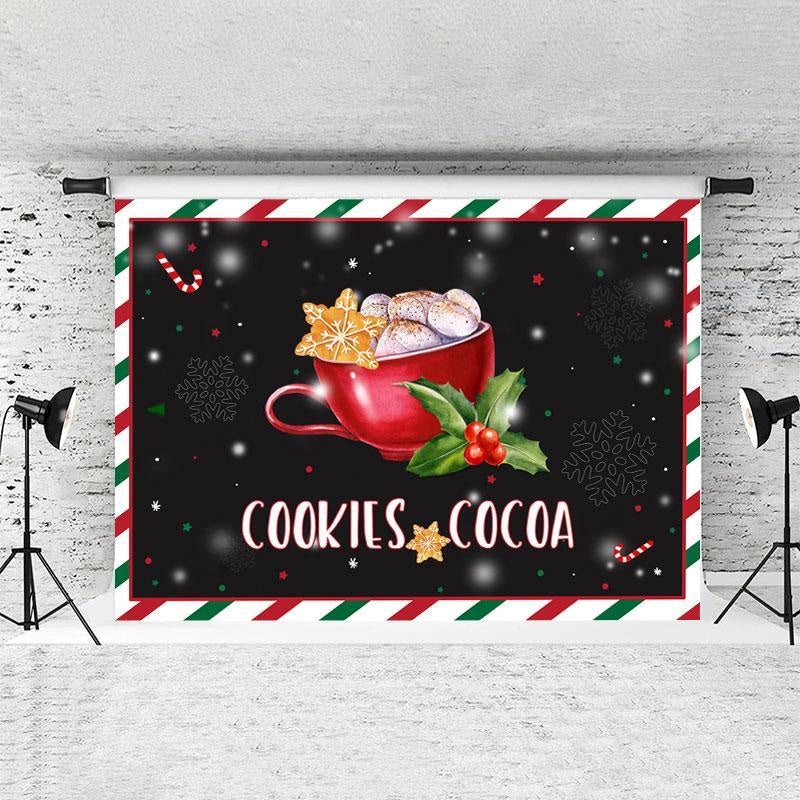 Lofaris Cookies Cocoa Red Cup Snowflake Christmas Backdrop