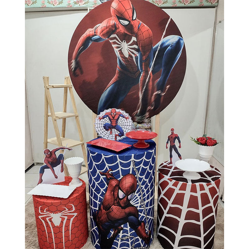 Lofaris Cool Spiderman Round Birthday Party Backdrop Kit For Boy