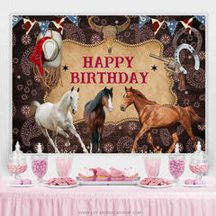 Lofaris Cowboy Horses Cool Happy Birthday Backdrop For Males