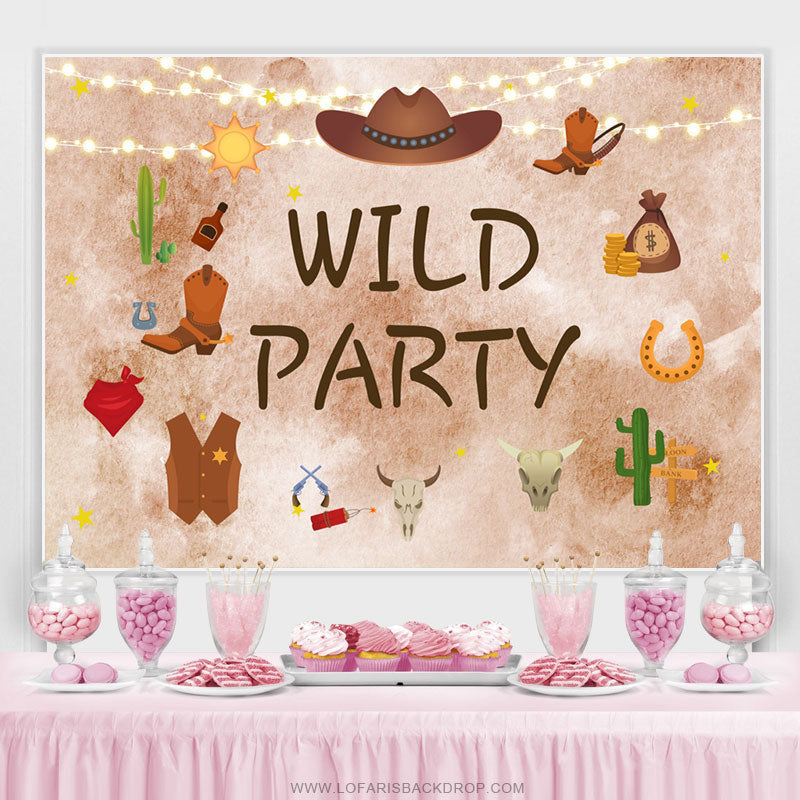 Lofaris Cowboy Pattern Wild Happy Birthday Party Backdrop Banner