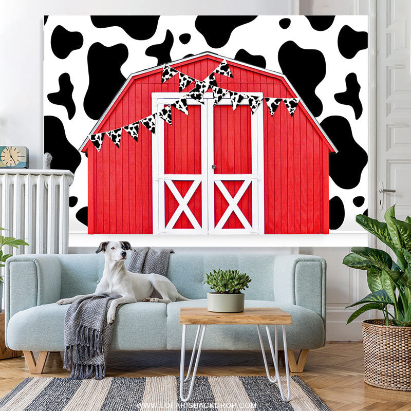 Lofaris Cowboy Red Farm Theme Simple Happy Birthday Backdrop