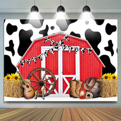 Lofaris Cowboy Red Farm With Horse Sunflowers Birthday Backdrop
