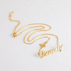 Lofaris Custom 18k Gold Plated Butterfly Name Necklace