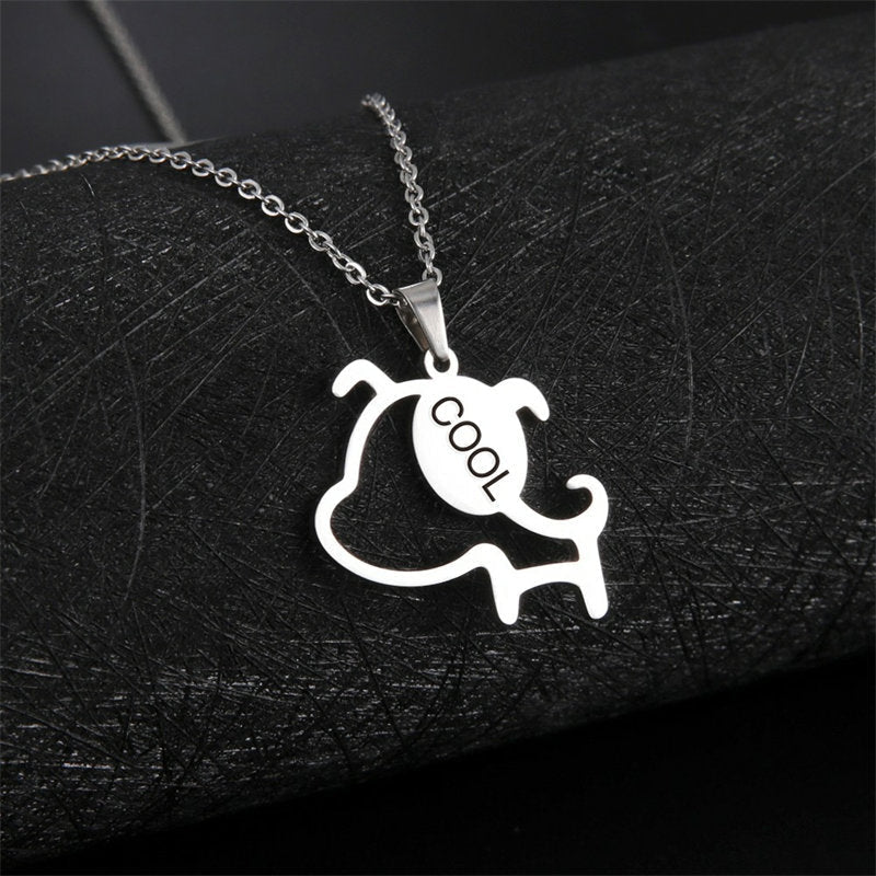 Lofaris Custom Anti-Oxidation Silver Little Pet Dog Name Necklace