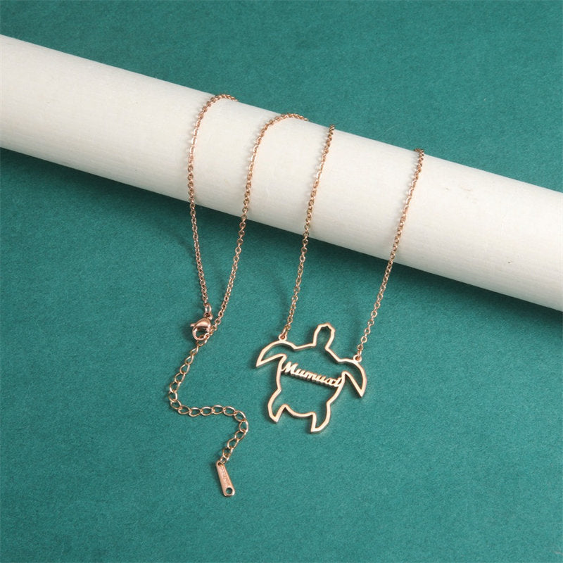 Lofaris Custom 18k Gold Plated Little Turtle Name Necklace