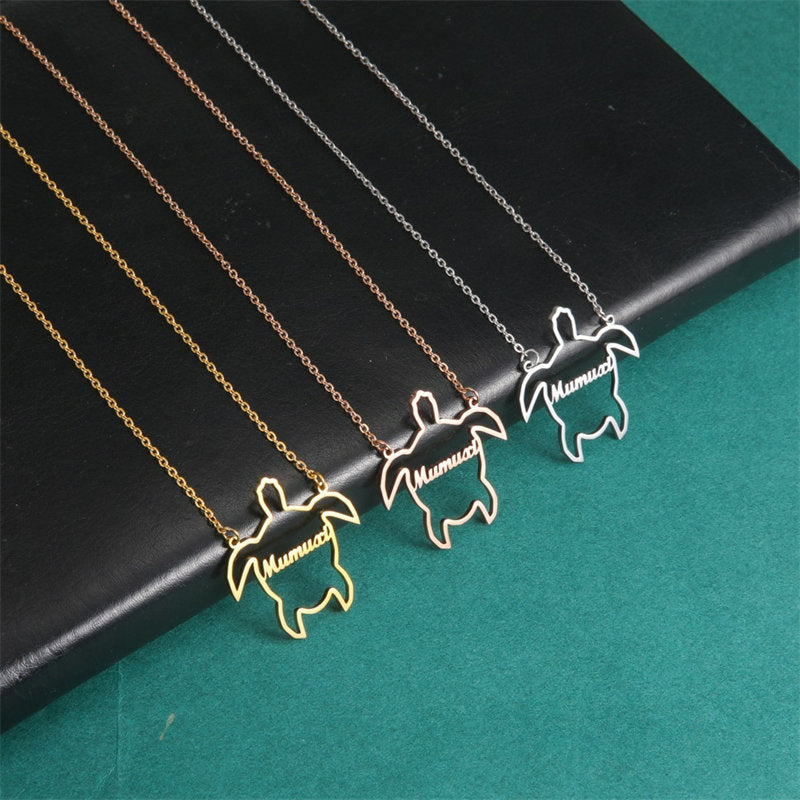 Lofaris Custom 18k Gold Plated Little Turtle Name Necklace