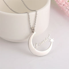 Lofaris Custom 18k Gold Plated Moon Star Name Necklace