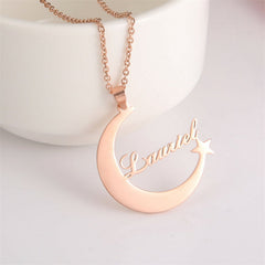 Lofaris Custom 18k Gold Plated Moon Star Name Necklace