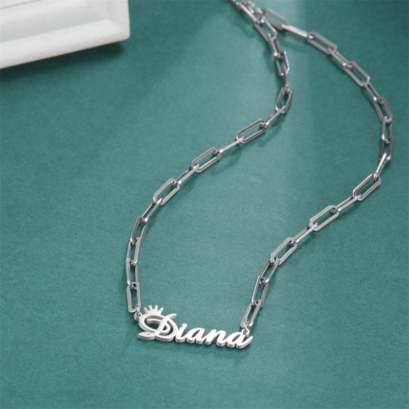 Lofaris Custom 18k Gold Plated Paper Clip Chain Name Necklace