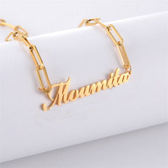 Lofaris Custom 18k Gold Plated Paper Clip Chain Name Necklace