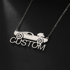 Lofaris Custom Anti-Oxidation Silver Super Car Name Necklace