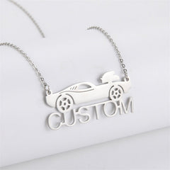 Lofaris Custom Anti-Oxidation Silver Super Car Name Necklace