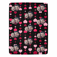 Lofaris Custom Couple Face Love Heart Soft Micro Fleece Blanket