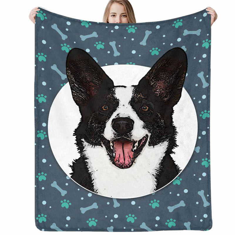 Lofaris Custom Dog Paw Portrait Photo Soft Blanket For Gift