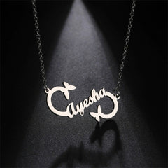 Lofaris Custom Little Butterfly Anti-Oxidation Silver Name Necklace