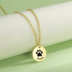 Lofaris Custom Pet Paw Print 18k Gold Plated Name Necklace