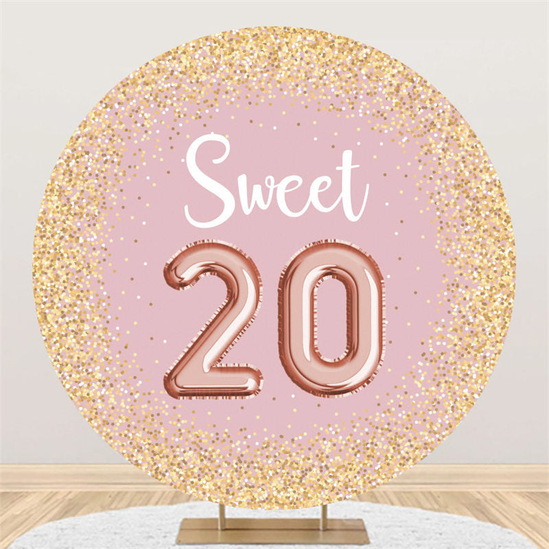 Lofaris Custom Round Pink 20th Birthday Backdorp For Party