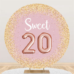 Lofaris Custom Round Pink 20th Birthday Backdorp For Party