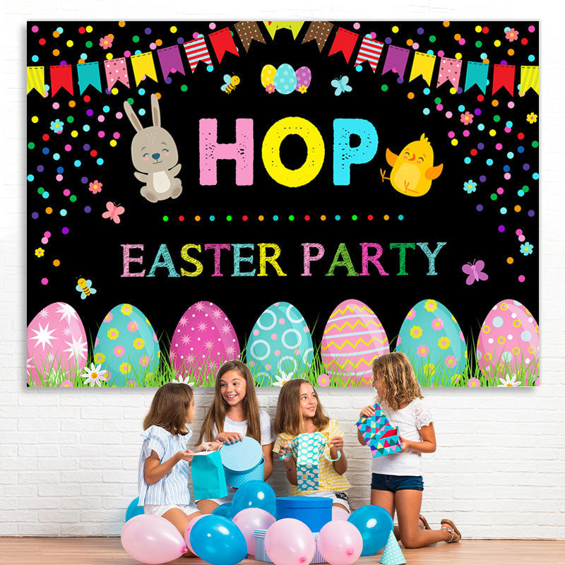 Lofaris Cute Animal Graffiti Egg Hop Easter Party Backdrop