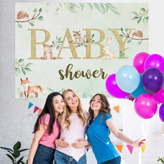 Lofaris Cute Animal Green Baby Shower Backdrop for Photoshoot