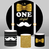Lofaris Cute Beard Mr Onederful Round Birthday Backdrop Kit