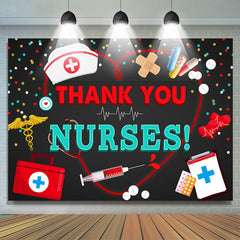 Lofaris Cute Little Patterns Black Backdrop For Thank You Nurses